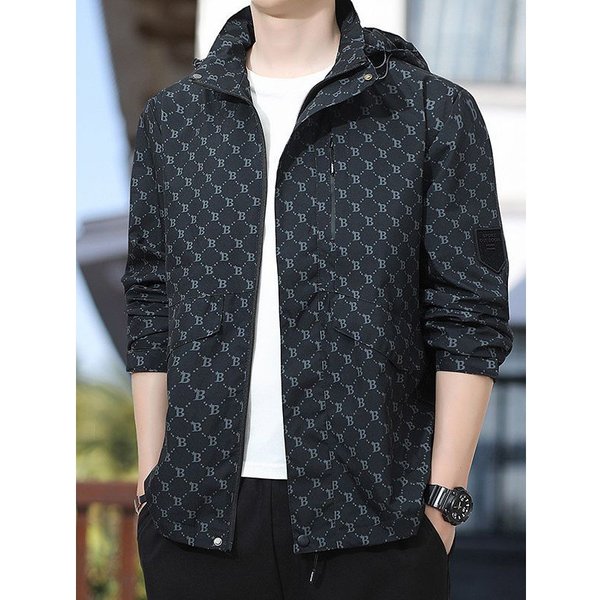 Men's Lightweight Hooded Windbreaker Jacket – Water-Resistant Polyester Coat For Spring & Fall (S-4XL, Black/Pink/White/Khaki) Casual Outdoor Wear