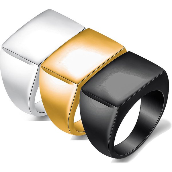 Women's Jewelry Fashion Simple Glossy 18MM Rectangular Titanium Steel Stainless Steel Ring Can Be Laser Logo-image