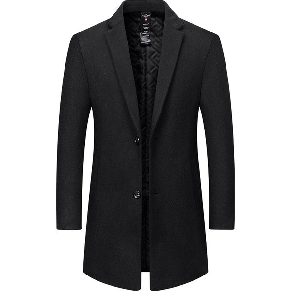 Men's Wool Blend Overcoat - Mid-Length Single-Breasted Peacoat For Business Casual & Winter Wear-image