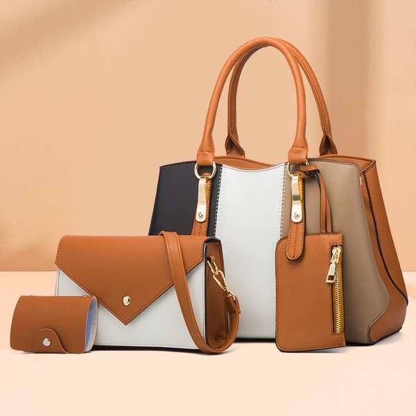 2023 New Fashion Contrast Color Women's Bag Women's Handbag One Shoulder Crossbody Bag Mother Bag Four Piece Women's Bag