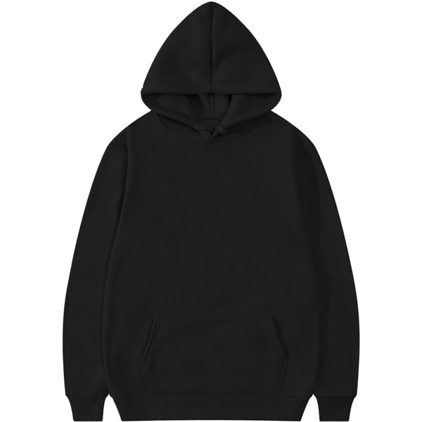 Men's And Women's Autumn And Winter Plus Fleece Hoodie Casual Loose Hoodie Solid Color Bottom Plate Hoodie-image