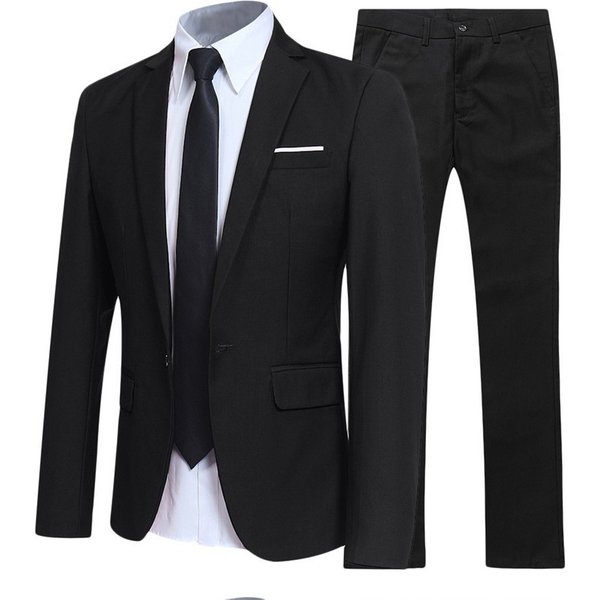 Men's Clothing Four Seasons New Business Professional Formal Suit Groom And Best Man Solid Color Two Piece Suit For Men-image
