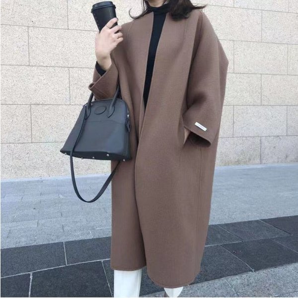 Women's Clothing Autumn And Winter New Coat Temperament Commuting Solid Color Straight Loose Type-image