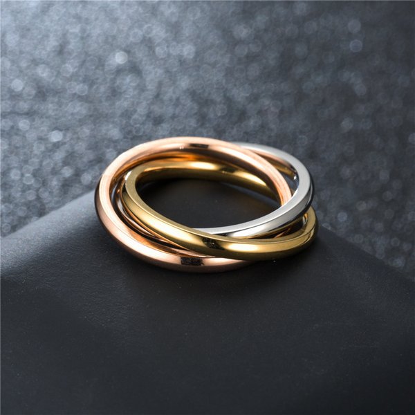 Fashion Classical Triple Ring Interlocked Wedding Jewelry Accessories Fashion Three In One Sets Stainless Steel Rings Women Gift-image