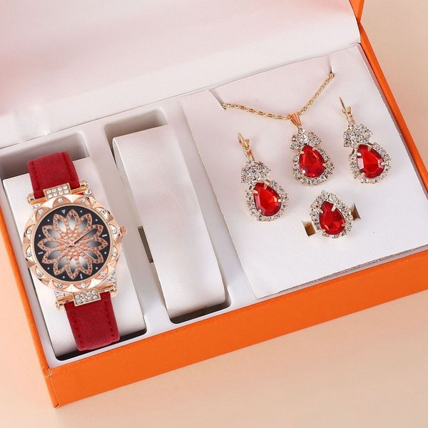 Women's Bracelet Watches Women's Watch Set Fashion Diamond Studded Ladies Watch Casual Quartz Watch