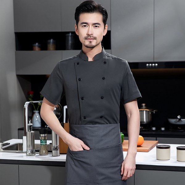 Men's Clothing chef uniforms work clothes short sleeved thin catering hotel kitchen restaurant