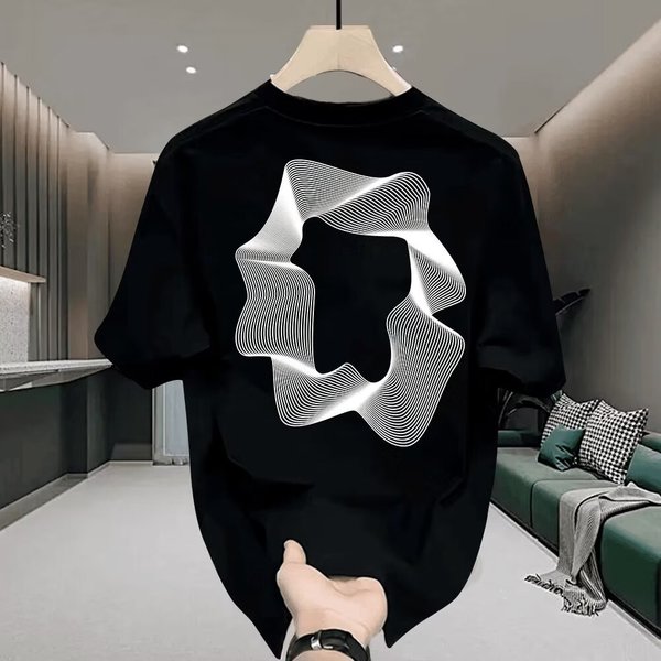 Men's Clothing Summer New Style Handsome Trendy Printing Loose Casual Heavy Short Sleeved T Shirt