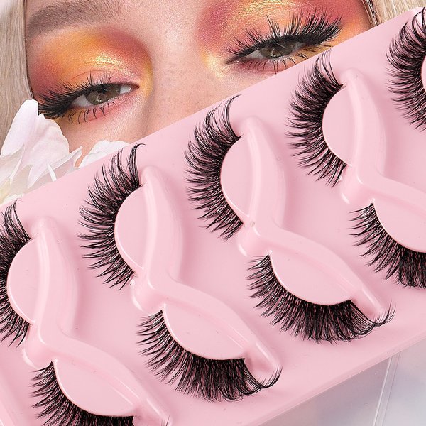 Beauty Health 5 Pairs Of Oblique Flying Fox False Eyelashes Natural Thick Curling Eyelashes Simulated Cat Eye Eyelashes