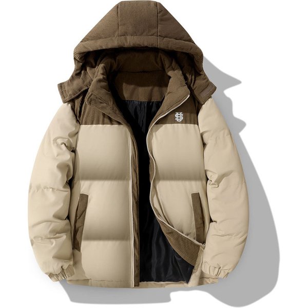 Men's Clothing Corduroy Cotton Coat Men's Winter Trend Loose Color Matching Cotton Coat Men's US Letter Style
