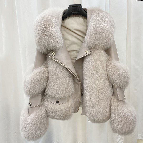 Women's Fashionable And Versatile Faux Fox Fur Loose Faux Fur Cotton Coat-image