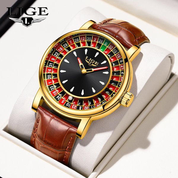 Creative Luxury Watches Men Roulette Game Dial Fashion Mens Watch Waterproof Luminous Steel Quartz Wristwatches Relojs-image