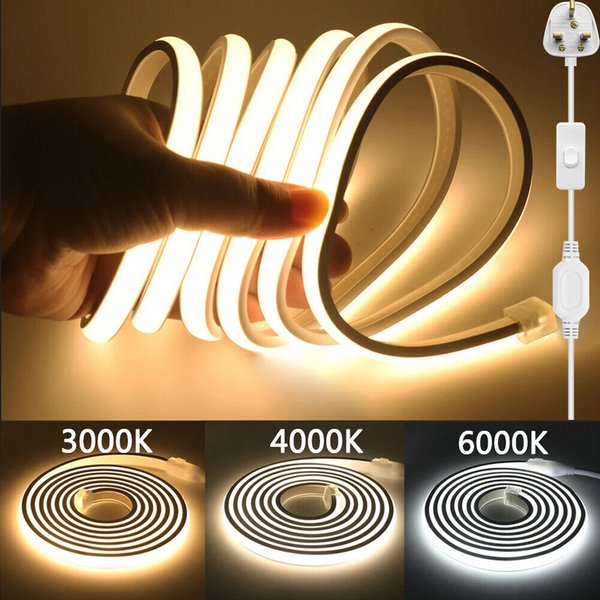 High Density 220V Neon COB LED Strip Light IP67 Flexible Tape Cabinet Kitchen-image