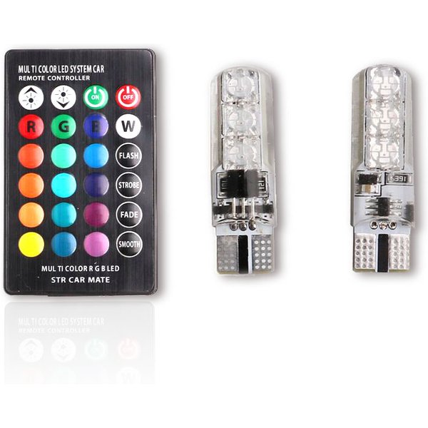 Automotive LED wide light bright silicone 5050-6SMD wireless remote control RGB colorful flash T10 small Lamp licence plate