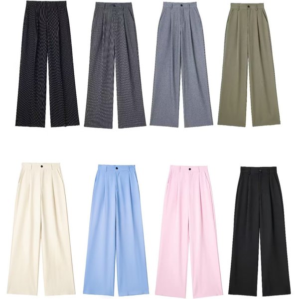 Women's Clothing New Women's High Waist Pants Casual Wide Leg Long Pants 8YS7231-image
