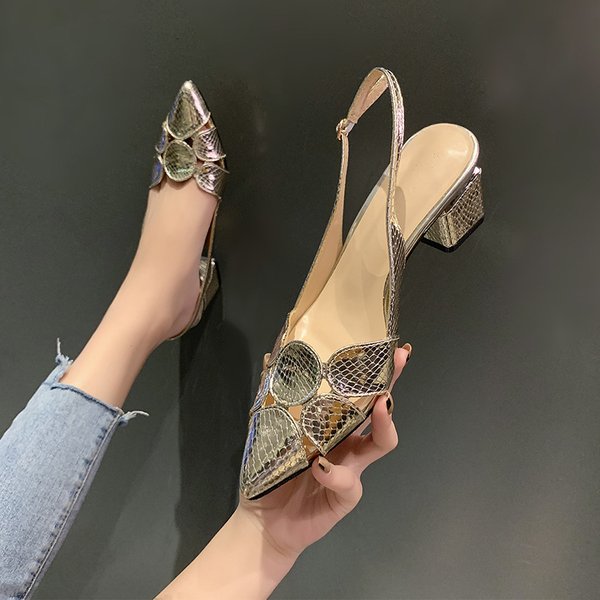 Fashionable Elegant High Sandals For Women 2022 Summer New European And American Style Chunky Heel Hollow Pointed Sexy