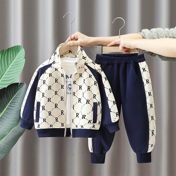 Mother & Kids Boys Autumn Sports New Style Handsome Baby Fashion Children's Trendy Casual Two Piece Suit-image