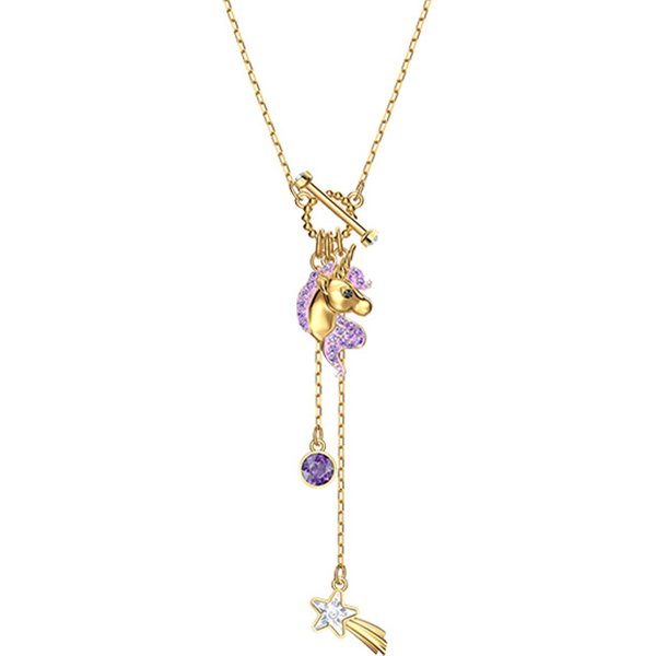 High Quality Interesting Unicorn Y Shaped Tassel Necklace Female Element Crystal Clavicle Necklace Female
