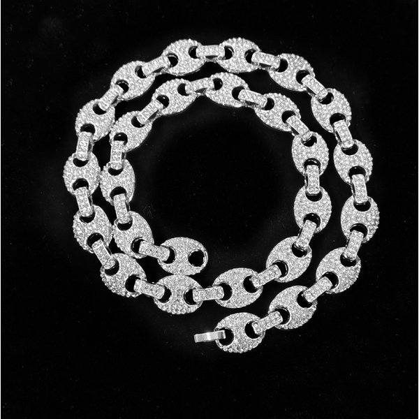 Hip Accessories Hop Coffee Bean Figure 8 Buckle Inlaid Cuban Necklace Men's Full Diamond Pendant-image