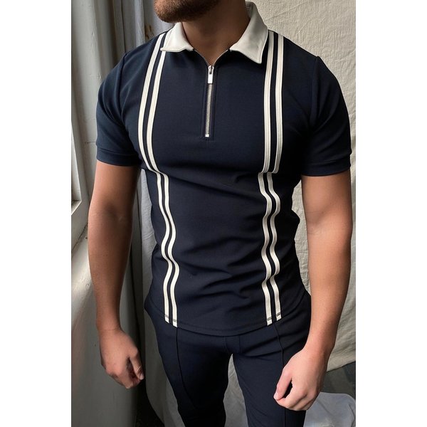 Men's Lapel Zipper Short-Sleeved Polo Shirt Large Size Men's Tops 3D Digital Printing Short-Sleeved Shirt