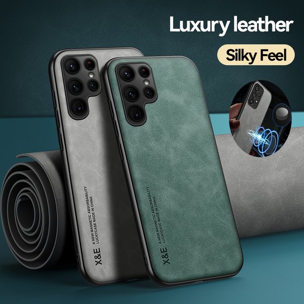 For Samsung Galaxy S23 Ultra S22 Plus S21 S20 Fe S10 S9 Case Magnetic Sheepskin Luxury Leather Cover-image