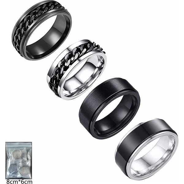 Men's Chain Rotating Vacuum Ring Men's Titanium Steel Rotating Ring Men's Accessories-image