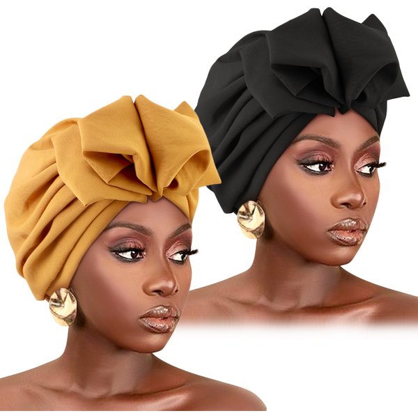 2Psc New Muslim Women Turban Hat Hijab Bonnet Indian Cap Head Wrap Elastic Hair Bands Hat Beanie Ladies Girls Hair Accessories-image