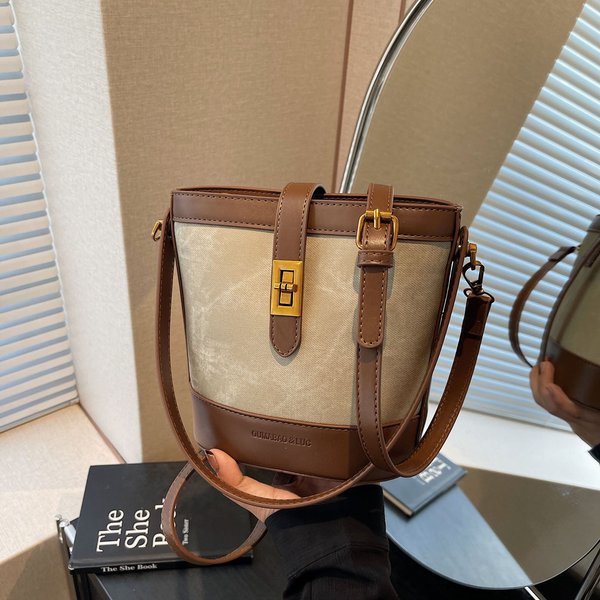 2024 New Handbag For Women With High-End Feel, Hand-Held Bucket Bag, Niche Texture, Versatile Commuting Crossbody Bag-image