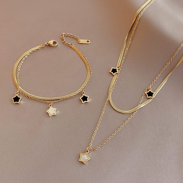 New Five Pointed Star Necklace For Women With A Light Luxury Feeling In Small Market Design Simple Collar Chain-image
