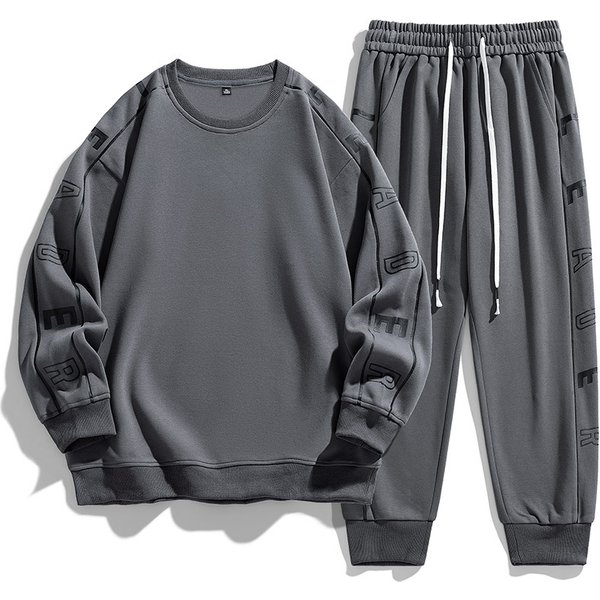 Men's Clothing Long sleeved T shirt, spring and autumn, trendy and loose two piece set, fashionable casual sportswear, men's sweatshirt suit