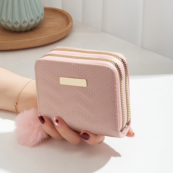 Purse Wallet Clutch Bag Purse Women's Double Zipper Short Card Bag Document Bag Hold Bag Stylish Simple Double Wallet Wallet-image