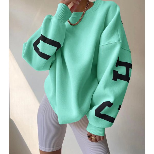 Women's Clothing Casual Fashion Printed Thickened Versatile Tops Long-Sleeved Sweatshirts-image