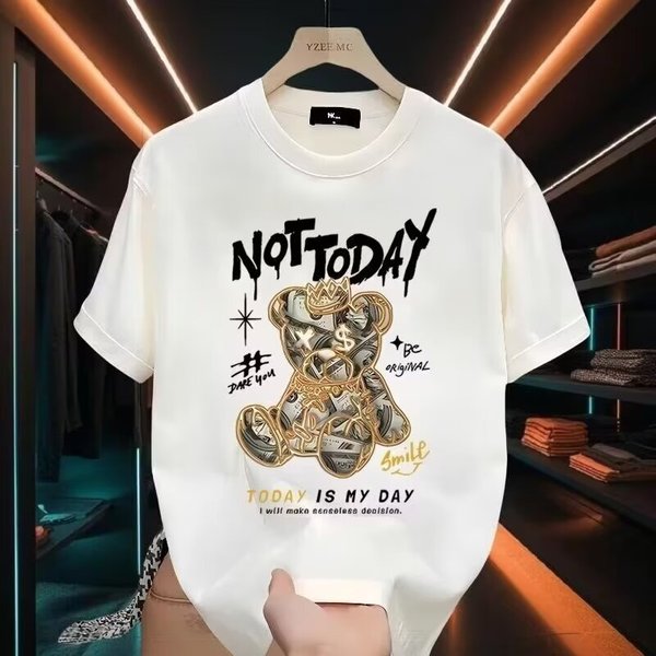 Men's Clothing Fashion Brand Printed Short Sleeved T Shirt Men's Summer 2024 New Half Sleeved Trendy All Match Tops Men's Round Neck T Shirt