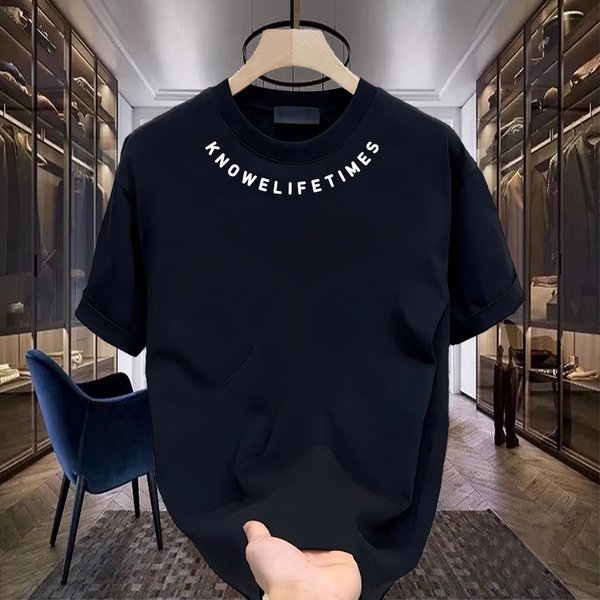 Men's Clothing Brand Cotton Short-sleeved T-shirt Men's Summer 2024 New Niche Design Sense High Street Round Neck Half-sleeved Top