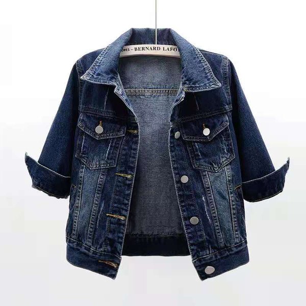 Women's Clothing Three Quarter Sleeve Denim Jacket For Women Short Spring And Summer New Arrival Slim Fit Versatile Cardigan Versatile Student Top-image