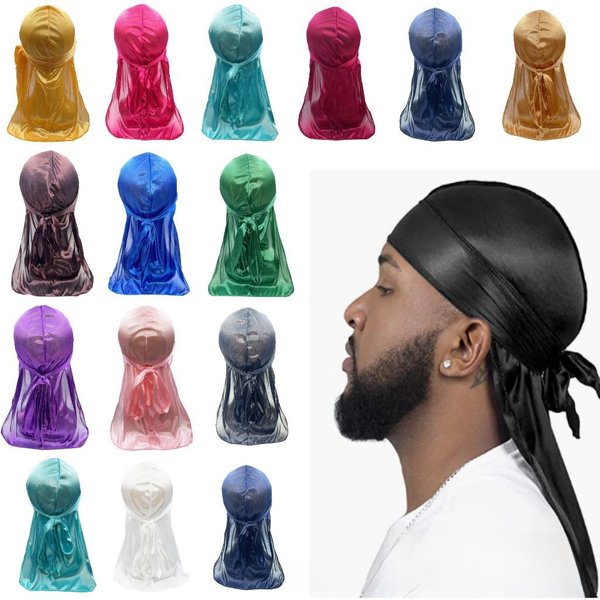 Hot Selling Men's And Women's Satin Elastic Toe Cap New Artificial Silk Thick Long Tail Pirate Hat Cross-Border Hat-image
