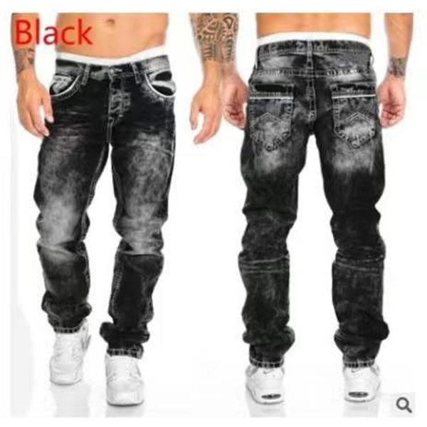 Men's New Jeans, Casual Top Line Trousers, Straight Cut Pants, Hip Hop Jeans