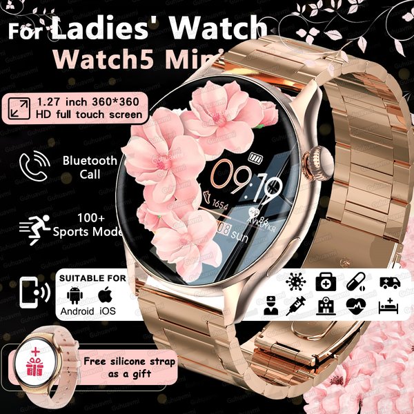2026New Genuine Watch5 Mini GPS NFC Smartwatch Women Sports Track Heart Rate Oximetry Waterproof Bluetooth Call Smart