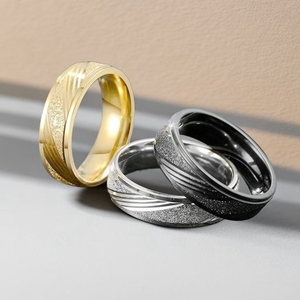 Light luxury trendy titanium steel frosted Korean version fashionable versatile ring bracelet