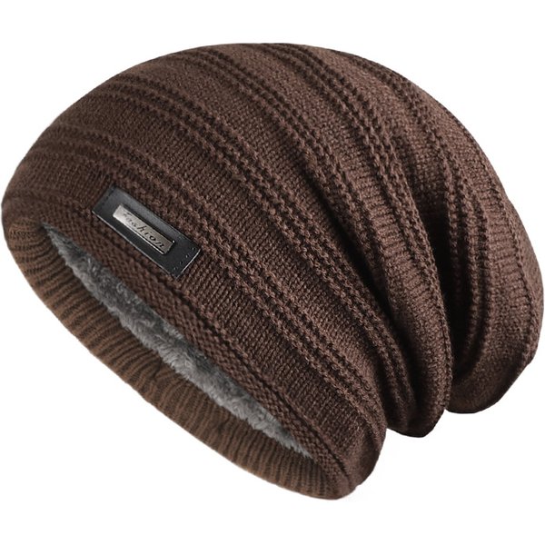 Unisex Knit Men's Hat Fashion Iron Label Woolen Hat Outdoor Warm Windproof Pullover Hat-image