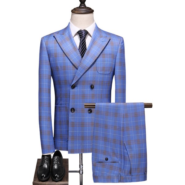 men's double-breasted three-piece wedding dress