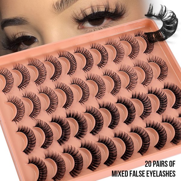 Lash extension set 20 pairs of eyelashes Natural curling eyelashes thick artificial eyelashes