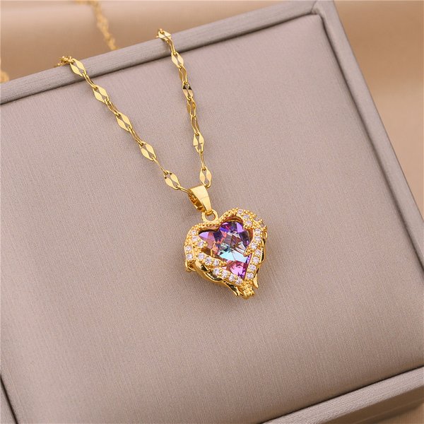 Smart Ocean Heart Titanium Steel Non-Fading Necklace For Women, Internet Celebrity Versatile New Clavicle Chain, Light Luxury Elegant Choker