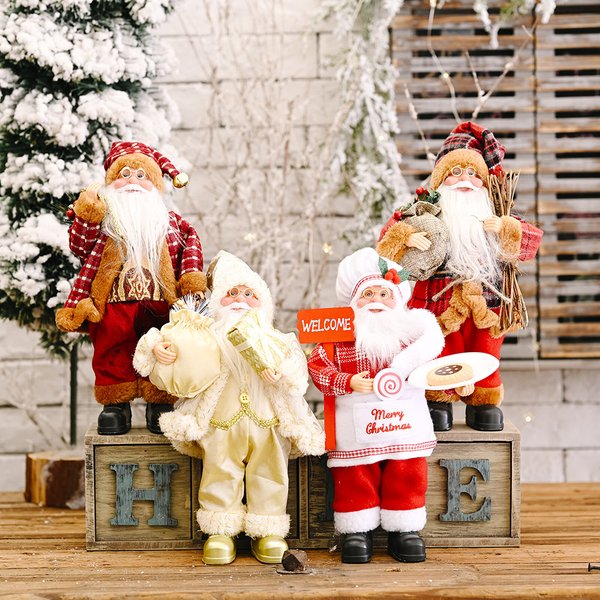 New Christmas Decorative Products Standing Santa Claus Doll Christmas Plastic Doll Creative Toy Decoration-image