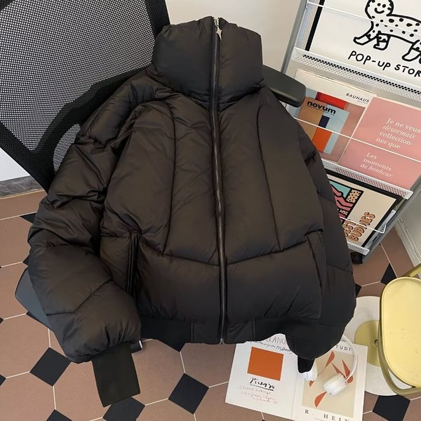 Men's Clothing Men's Short Puffer Jacket With High Neck, Oversized Streetwear Style, Lightweight & Warm Winter Coat For Urban Fashion-image
