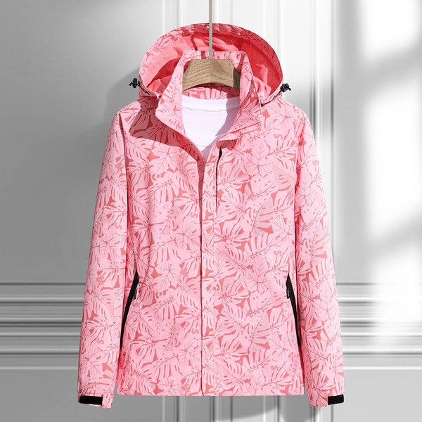 Women's Clothing Maple Leaf Camouflage Jacket Outdoor Windproof Waterproof Thin Jacket Single Layer Soft Shell Mountaineering Clothing Couple-image