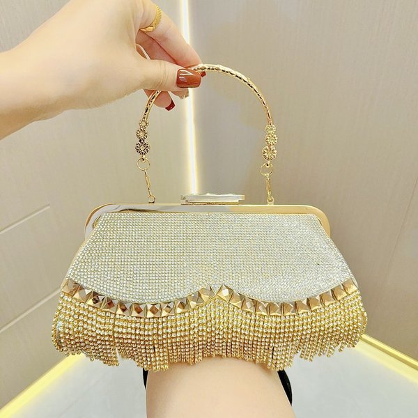 Women's Bags New Tassel Rhinestone Bag Evening Dress Banquet Handbag Diamond Bag Celebrity Crossbody Handbag Evening Bag-image