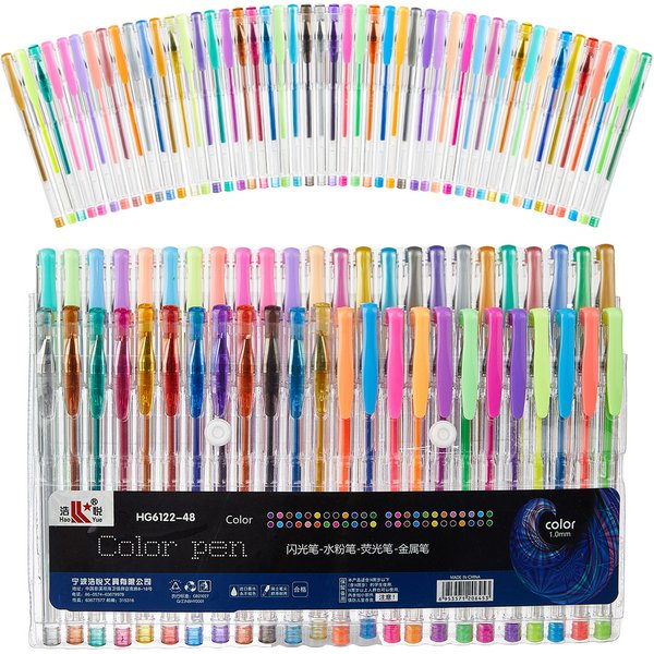 48-Color Glitter Gel Pen Set For Students, Artists & Note-Taking – Vibrant Shimmer, Fluorescent & Metallic Ink – 1.0Mm Fine Tip-image