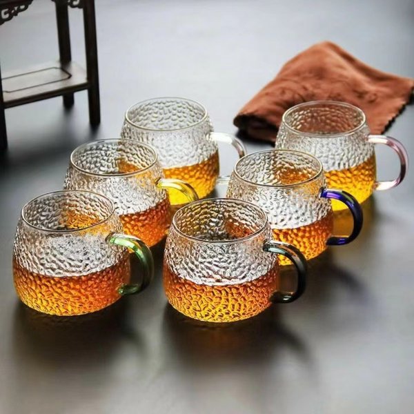 Thickened Hammer Pattern Pineapple Cup Tropical Handle Water Cup Home Fashion Breakfast Cup Beverage Cup Milk Cup Glass Water Cup