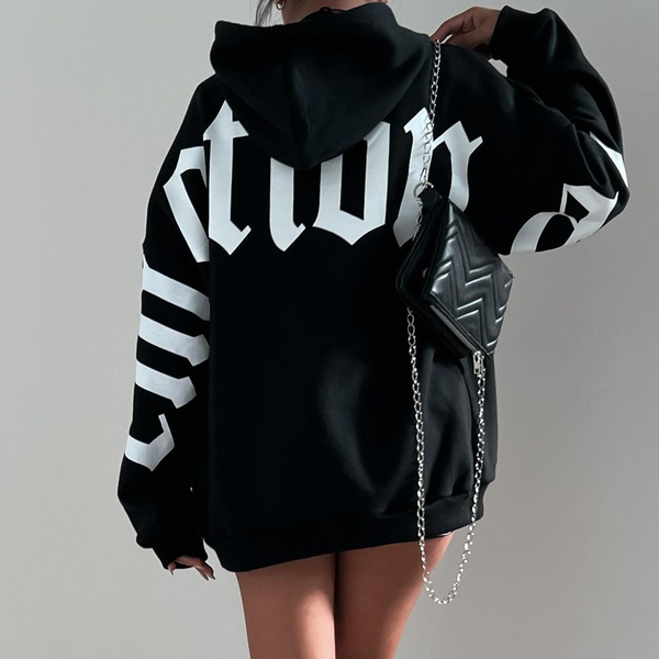 Women's Fashion Print All-In-One Long-Sleeved Loose Hoodie Woman-image