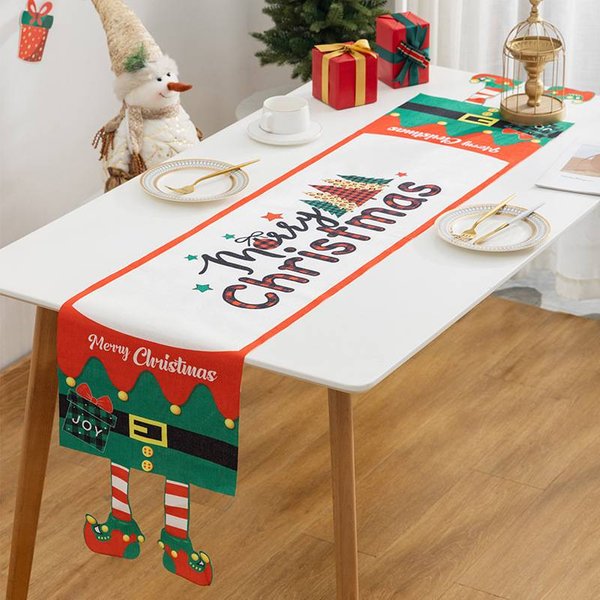 Christmas Decoration Christmas Elf Table Runner Festival Supplies Creative Table Runner Home Decoration Placemat Tablecloth-image
